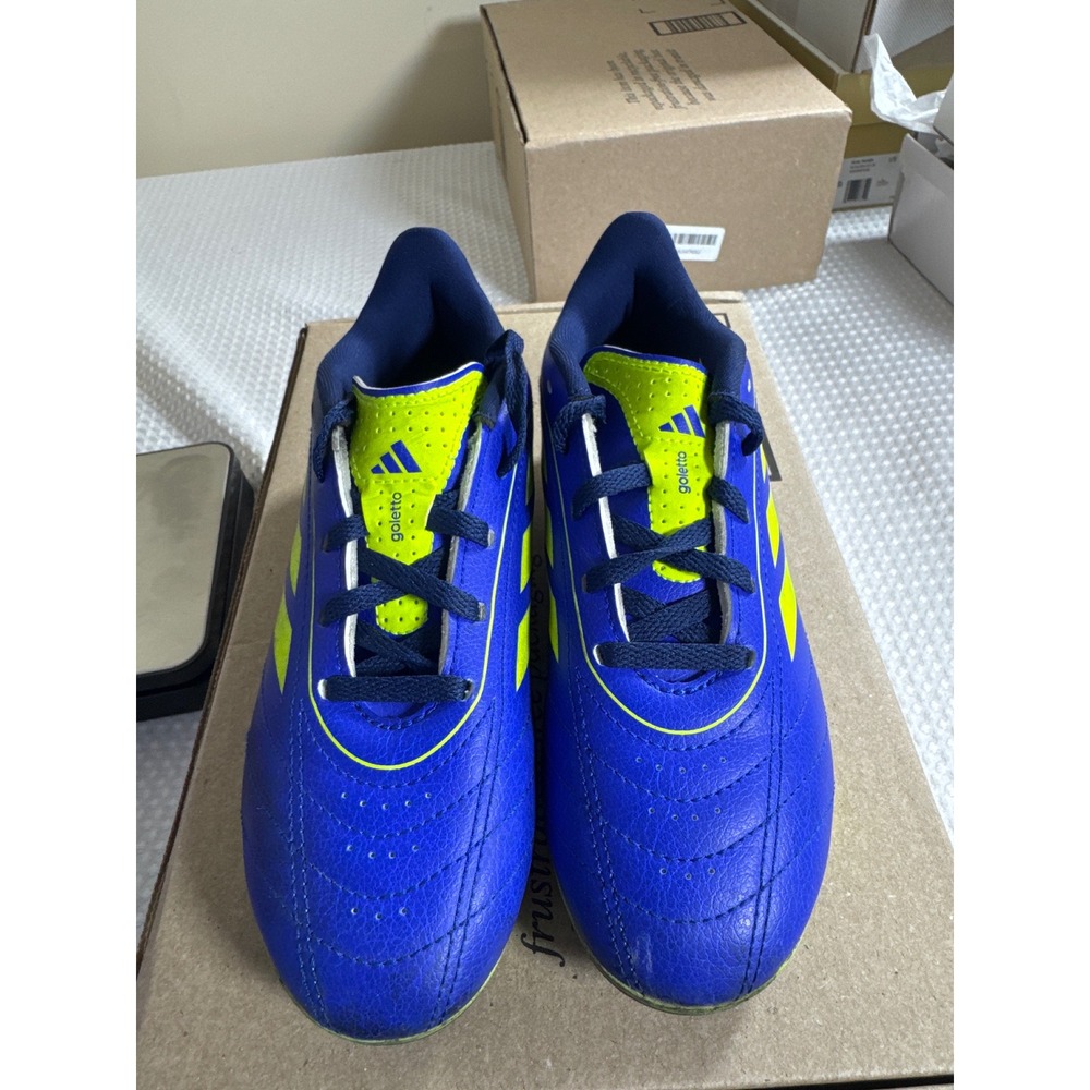 Adidas Soccer Cleats Kids 2 Goletto VIII FG Blue Yellow JH6646 EUC